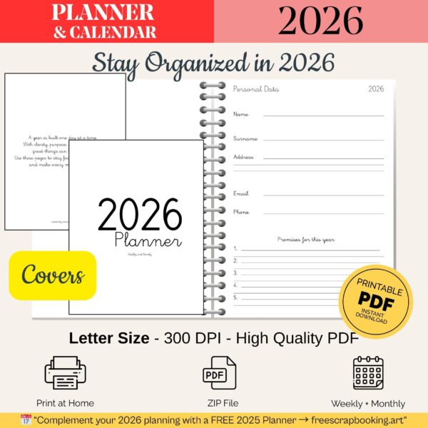 2026 Printable Weekly & Monthly Planner | Instant Download for Teachers & ADHD