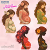 24 Floral Pregnant Woman PNG & SVG Clipart | Instant Download for Scrapbooking & Baby Showers