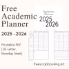 Free Academic Planner 2025–2026 PDF cover – printable US Letter Monday start