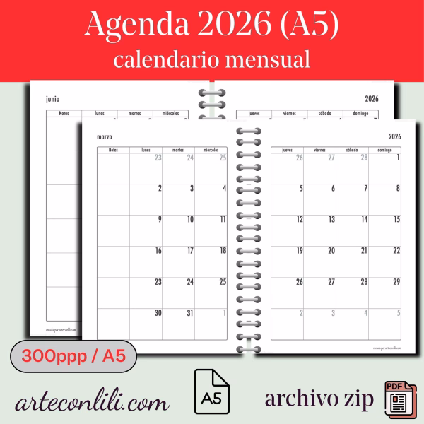 Printable 2026 Weekly Planner Spanish | Digital Download A4/A5 | Instant Access