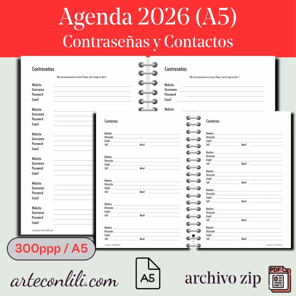 Printable 2026 Weekly Planner Spanish | Digital Download A4/A5 | Instant Access