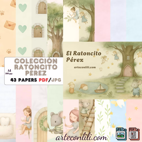 Printable Tooth Fairy Album | Digital Download Scrapbook Paper