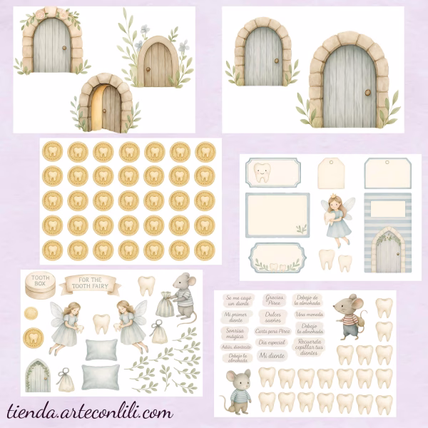 Printable Tooth Fairy Album | Digital Download Scrapbook Paper