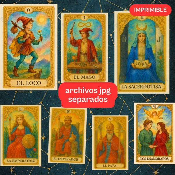 Printable Tarot Cards – Major Arcana Digital Download for Scrapbooking & Journaling