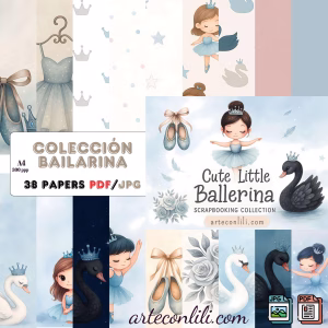 Cute Little Ballerina Printable Scrapbook Paper | Digital Download