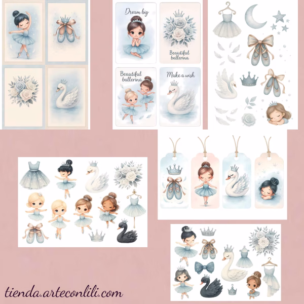 Cute Little Ballerina Printable Scrapbook Paper | Digital Download