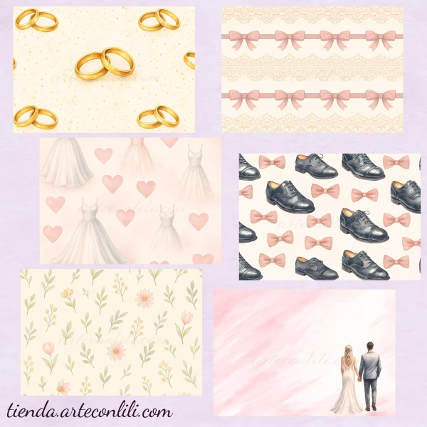 Printable Scrapbook Paper Collection "Our Big Day" – 53 Wedding Papers for Instant Download