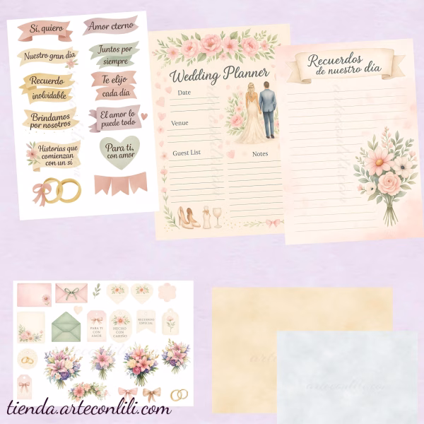 Printable Scrapbook Paper Collection "Our Big Day" – 53 Wedding Papers for Instant Download