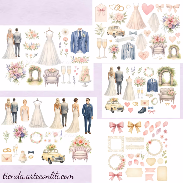 Printable Scrapbook Paper Collection "Our Big Day" – 53 Wedding Papers for Instant Download