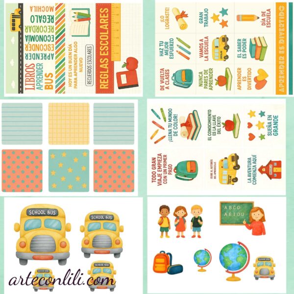 Printable Scrapbook Paper for School | Digital Download Collection