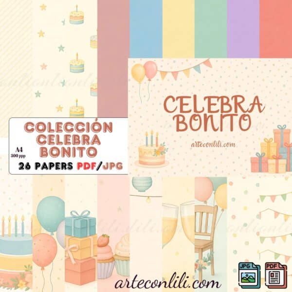 Celebrate Beautifully: 26 Printable Scrapbook Papers for Birthdays | Instant Digital Download