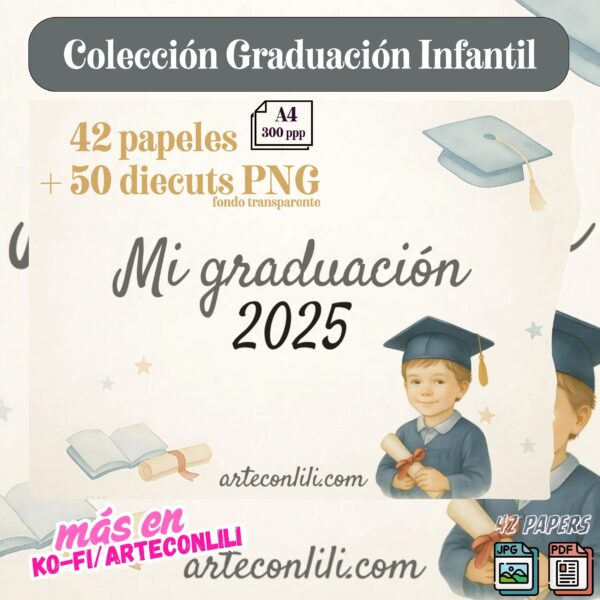 Printable Graduation Scrapbook Paper & Die Cuts | Instant Download