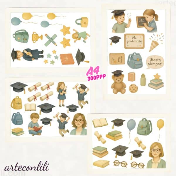 Printable Graduation Scrapbook Paper & Die Cuts | Instant Download