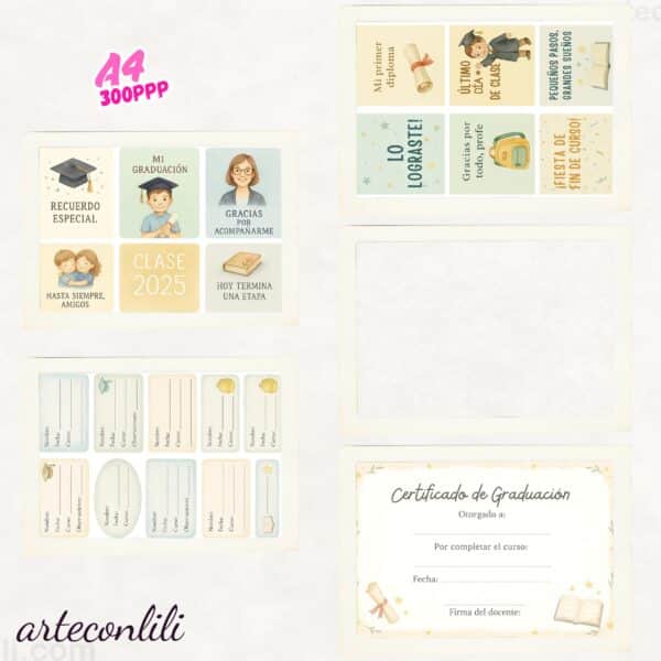 Printable Graduation Scrapbook Paper & Die Cuts | Instant Download