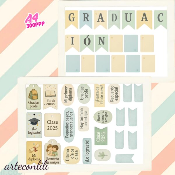 Printable Graduation Scrapbook Paper & Die Cuts | Instant Download