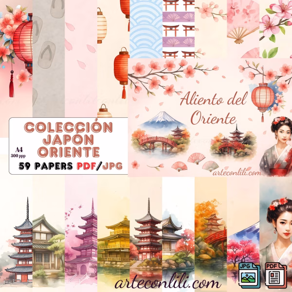 Japanese-Inspired Printable Scrapbook Paper | Digital Download