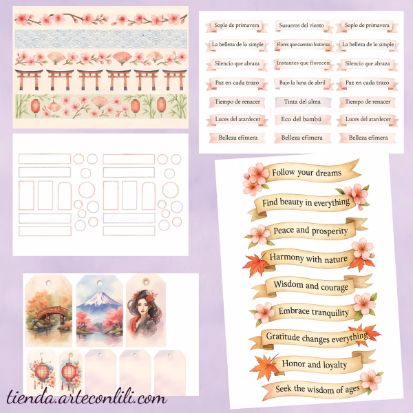 Japanese-Inspired Printable Scrapbook Paper | Digital Download
