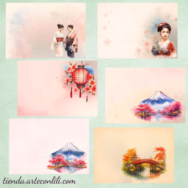 Japanese-Inspired Printable Scrapbook Paper | Digital Download