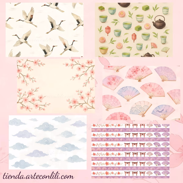Japanese-Inspired Printable Scrapbook Paper | Digital Download