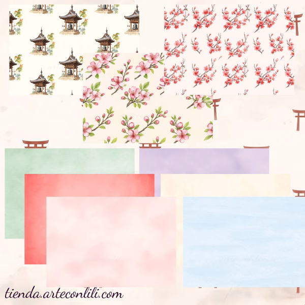 Japanese-Inspired Printable Scrapbook Paper | Digital Download