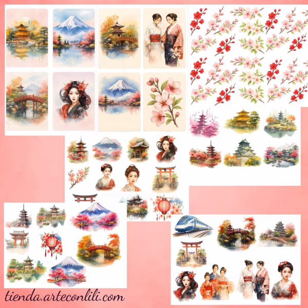 Japanese-Inspired Printable Scrapbook Paper | Digital Download
