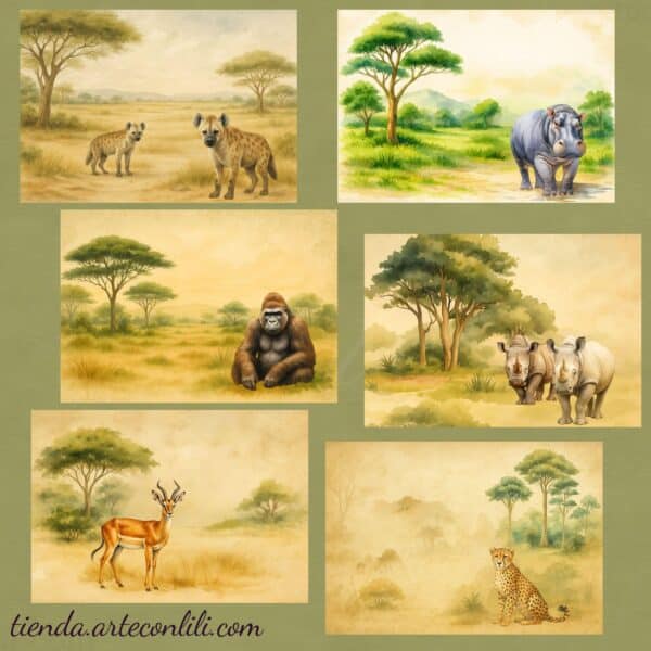 Savanna Digital Download: 52 Printable Scrapbook Papers for Safari Adventures