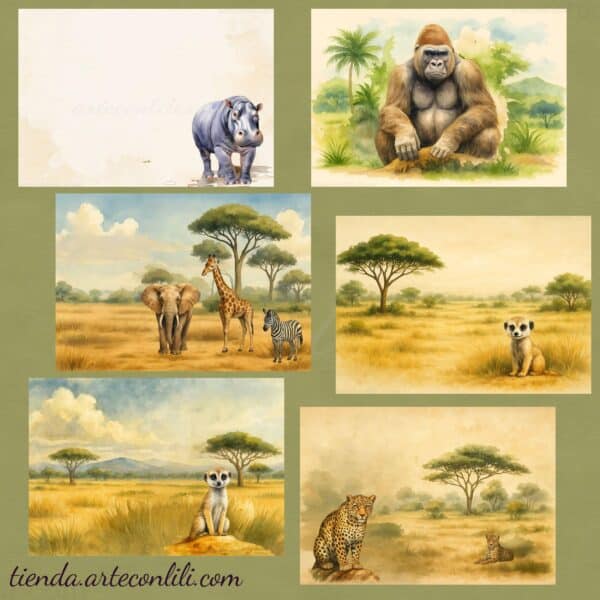 Savanna Digital Download: 52 Printable Scrapbook Papers for Safari Adventures