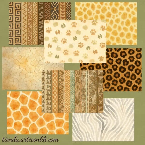Savanna Digital Download: 52 Printable Scrapbook Papers for Safari Adventures