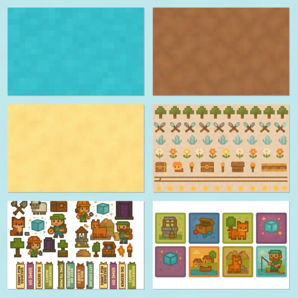 Colorful Pixelated Scrapbook Paper | Instant Download for Planners