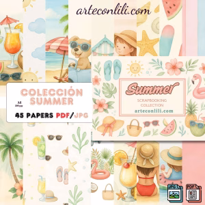 Printable Summer Scrapbook Paper – 45 Digital Downloads for Planners & Journals