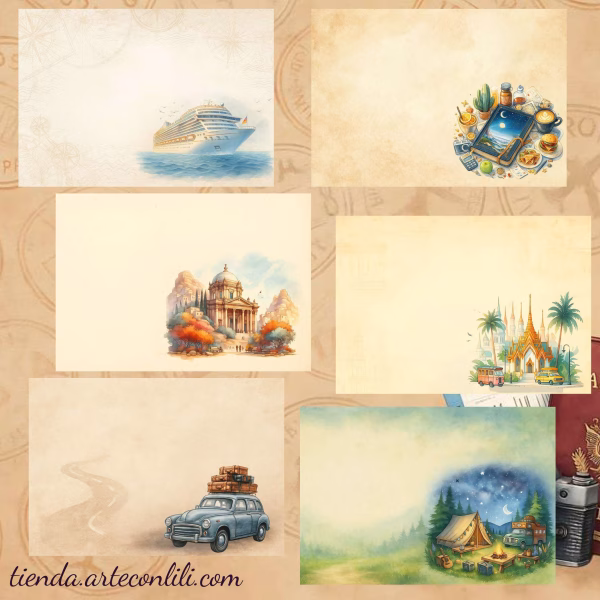 Printable Vintage Travel Scrapbook Paper Pack | Instant Download