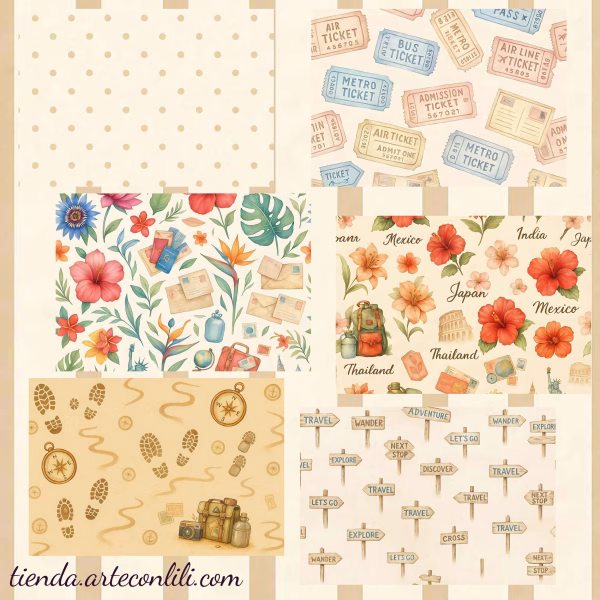 Printable Vintage Travel Scrapbook Paper Pack | Instant Download