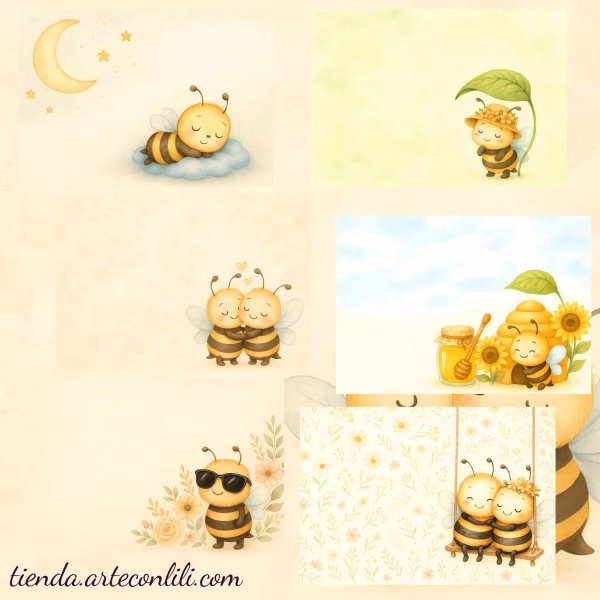 Dulce Colmena – Printable Bee Scrapbook Paper | Digital Download