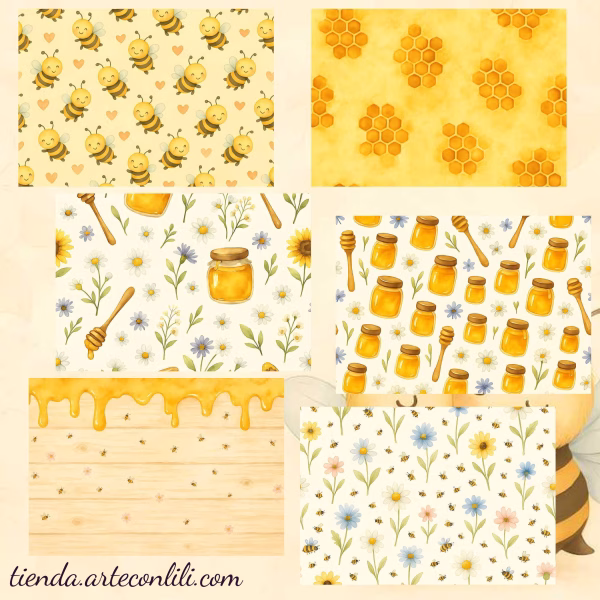 Dulce Colmena – Printable Bee Scrapbook Paper | Digital Download