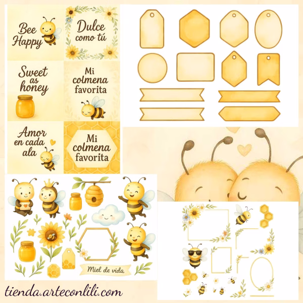 Dulce Colmena – Printable Bee Scrapbook Paper | Digital Download