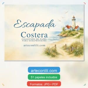 Coastal Escape Digital Kit | Printable Scrapbook Paper for Journals & Planners