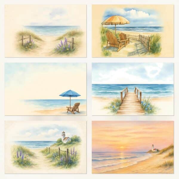 Coastal Escape Digital Kit | Printable Scrapbook Paper for Journals & Planners