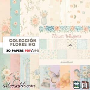 Flower Whispers - Vintage Floral Printable Scrapbook Paper | Instant Download