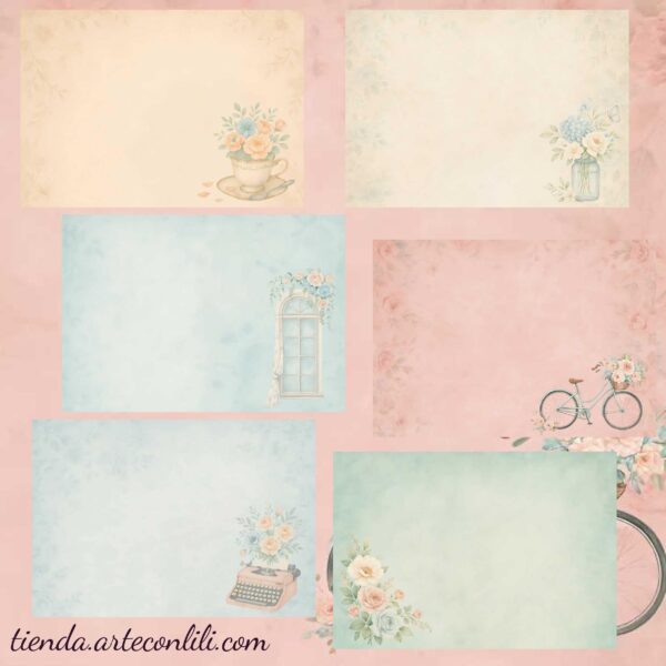 Flower Whispers - Vintage Floral Printable Scrapbook Paper | Instant Download