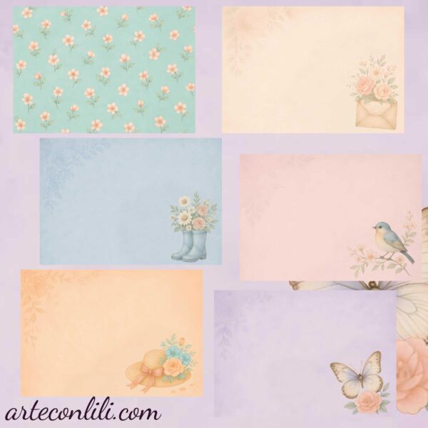 Flower Whispers - Vintage Floral Printable Scrapbook Paper | Instant Download