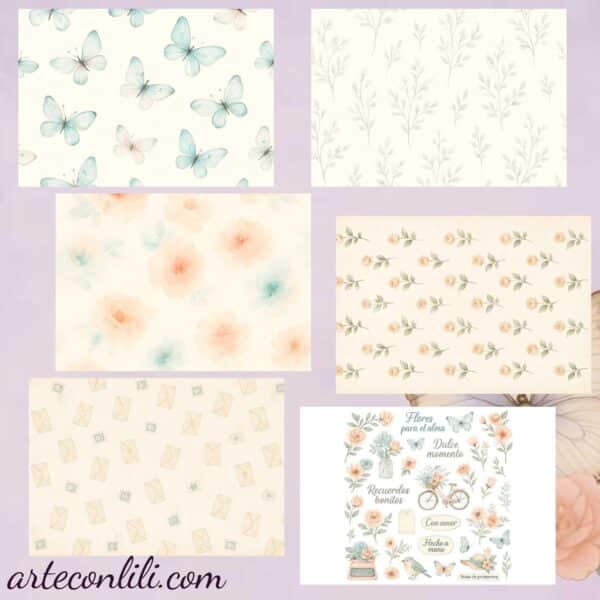 Flower Whispers - Vintage Floral Printable Scrapbook Paper | Instant Download