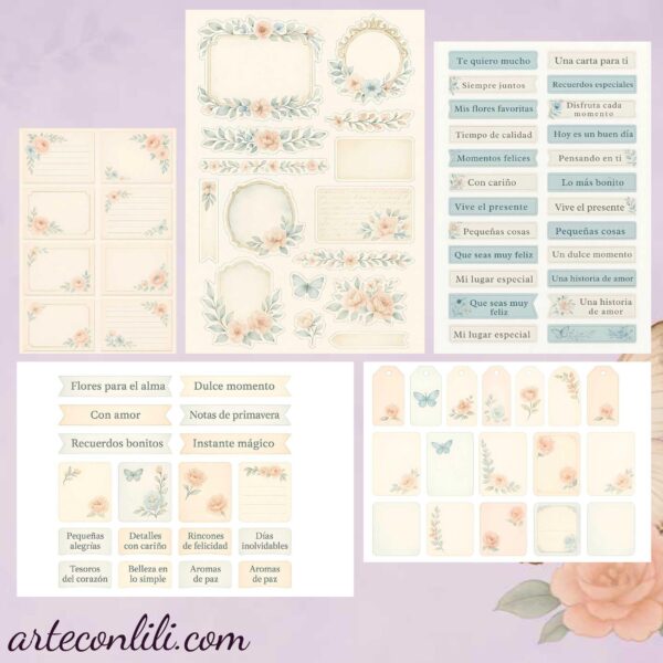 Flower Whispers - Vintage Floral Printable Scrapbook Paper | Instant Download