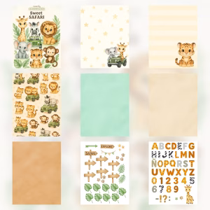 Free kawaii safari printables — coloring pages and craft papers