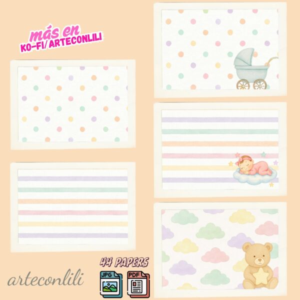 Printable Baby Girl Scrapbook Paper Kit | Instant Download 44 Designs