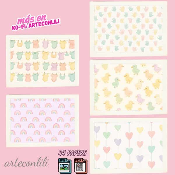 Printable Baby Girl Scrapbook Paper Kit | Instant Download 44 Designs