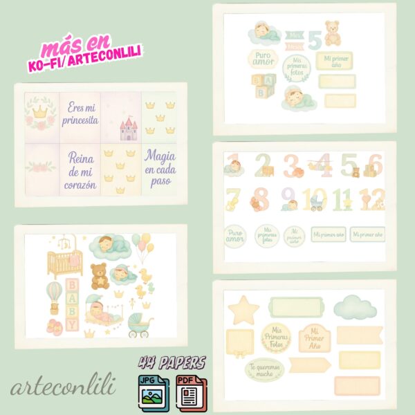 Printable Baby Girl Scrapbook Paper Kit | Instant Download 44 Designs