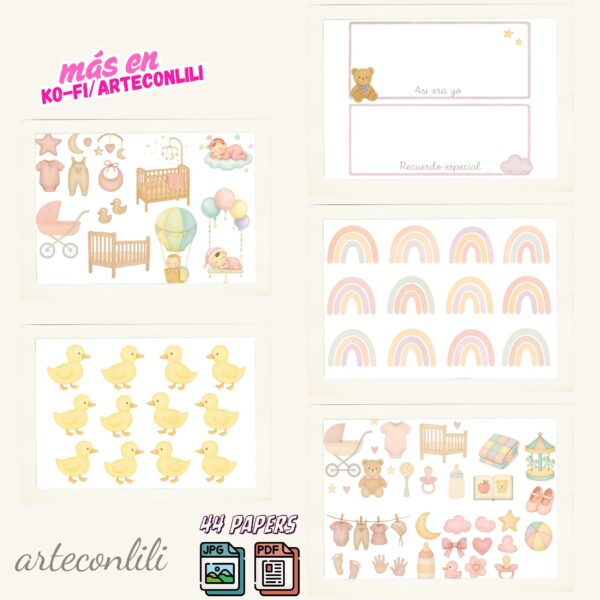 Printable Baby Girl Scrapbook Paper Kit | Instant Download 44 Designs