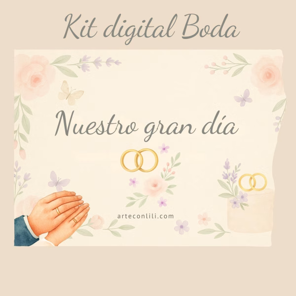 Printable Wedding Scrapbook Paper Kit Spanish – Instant Download for Planners & Journals