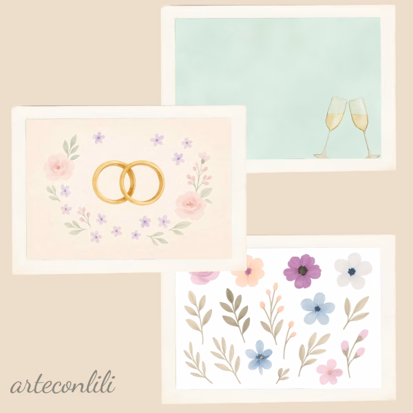 Printable Wedding Scrapbook Paper Kit Spanish – Instant Download for Planners & Journals