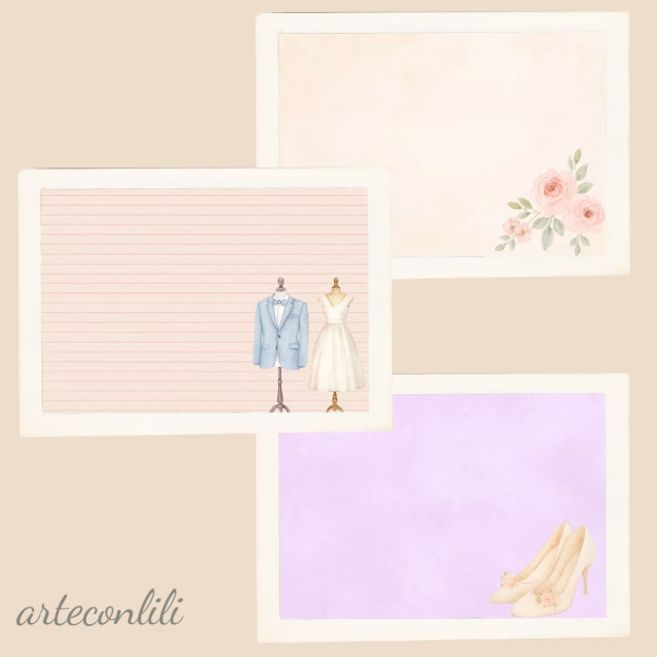 Printable Wedding Scrapbook Paper Kit Spanish – Instant Download for Planners & Journals